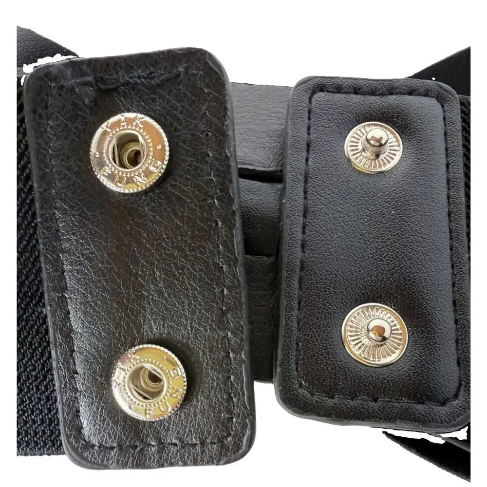 nOir Black Wide Stretch Belt XL Rhinestone Bow Elastic Waist Cinch NWT